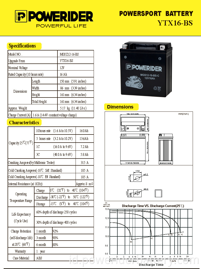 Baterai sepeda motor asam timbal Lead acid motorcycle battery